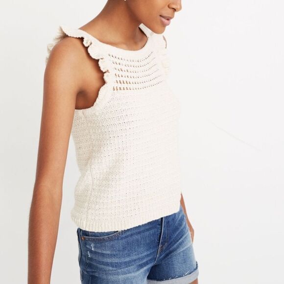 Madewell Ruffled Crochet Sweater Tank Size S - Picture 1 of 8
